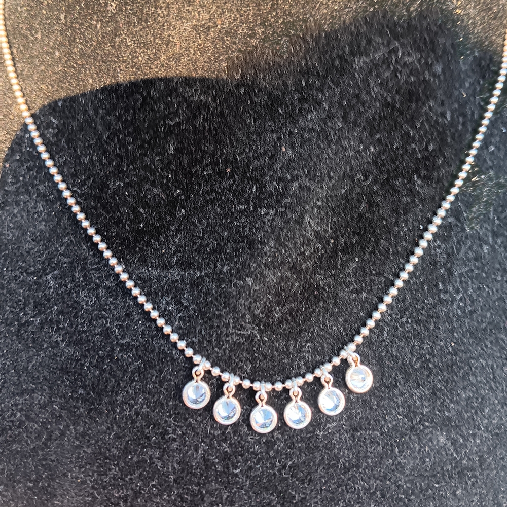 .925 Silver & 6 CZ Italian Necklace - Picture 2 of 9